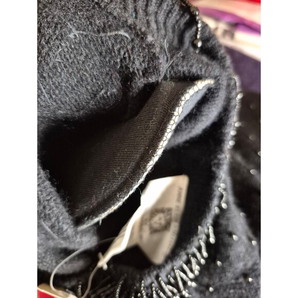 Anne Klein VTG 90s Y2K Beaded Sweater Lambswool Angora Sweater Black Sz S NEW - Picture 6 of 6